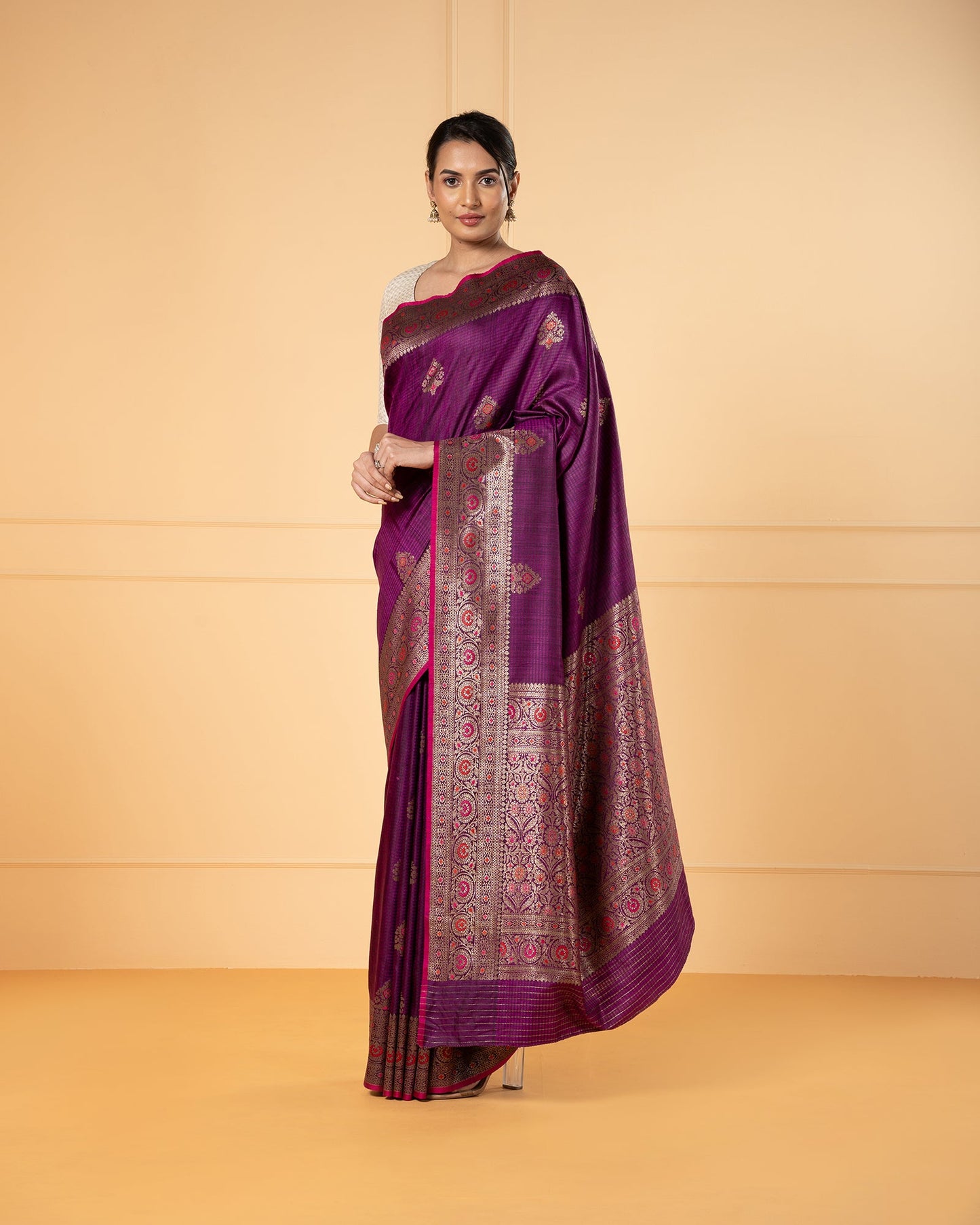 Purple Banaras Silk Saree