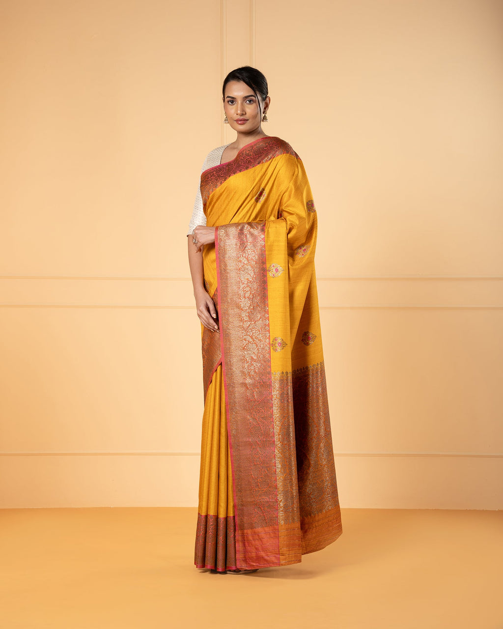 Yellow Banarasi Silk Saree