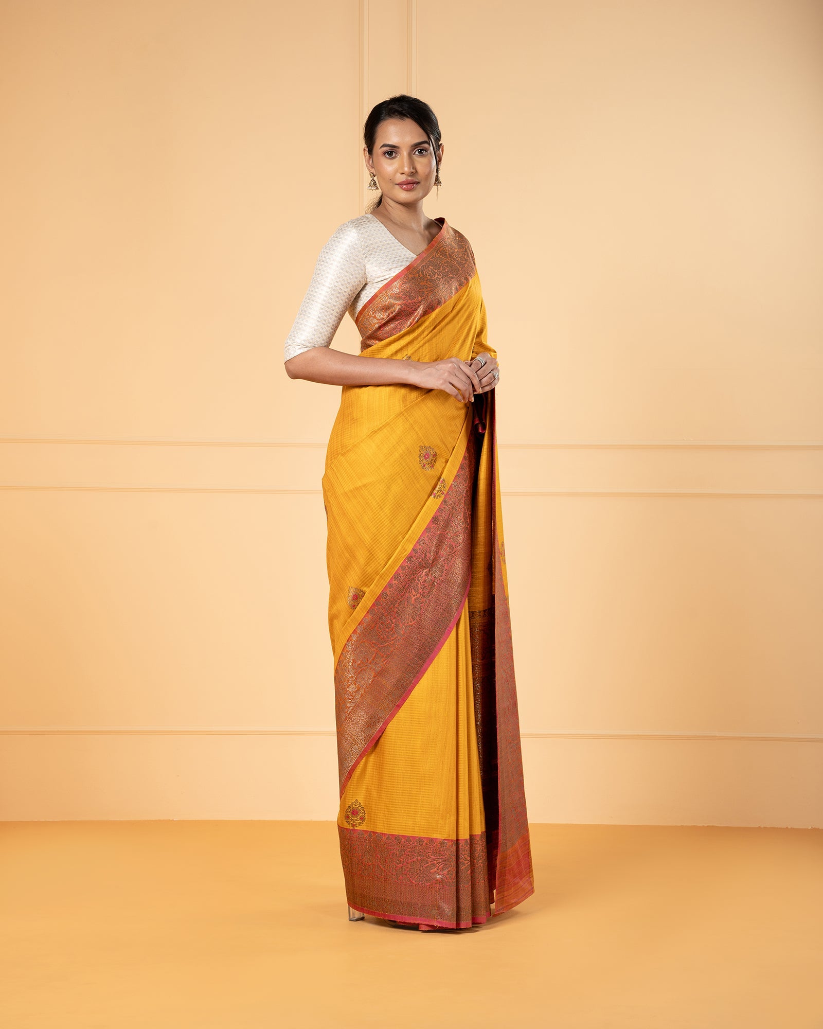 Yellow Banarasi Silk Saree