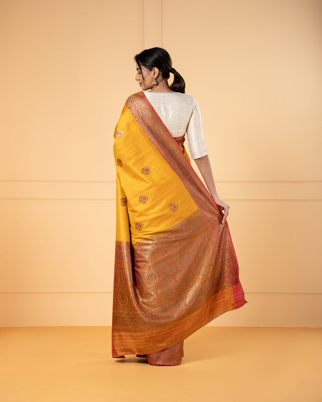 Yellow Banarasi Silk Saree