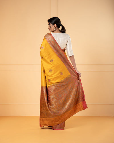 Yellow Banarasi Silk Saree