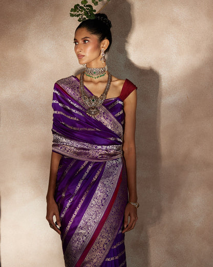 Purple Banarasi Silk Saree
