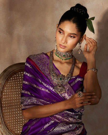 Purple Banarasi Silk Saree